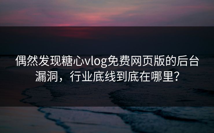 偶然发现糖心vlog免费网页版的后台漏洞，行业底线到底在哪里？