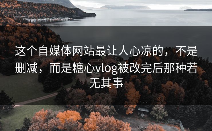 这个自媒体网站最让人心凉的，不是删减，而是糖心vlog被改完后那种若无其事