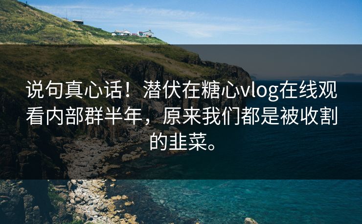 说句真心话！潜伏在糖心vlog在线观看内部群半年，原来我们都是被收割的韭菜。
