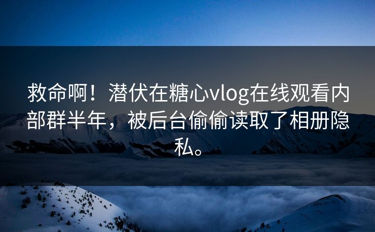 救命啊！潜伏在糖心vlog在线观看内部群半年，被后台偷偷读取了相册隐私。