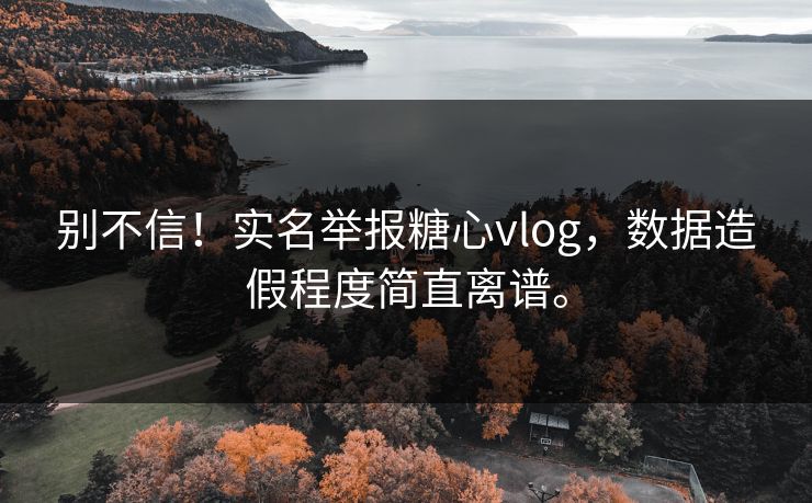 别不信！实名举报糖心vlog，数据造假程度简直离谱。