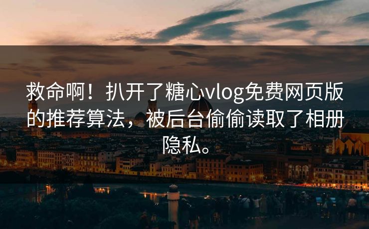 救命啊！扒开了糖心vlog免费网页版的推荐算法，被后台偷偷读取了相册隐私。